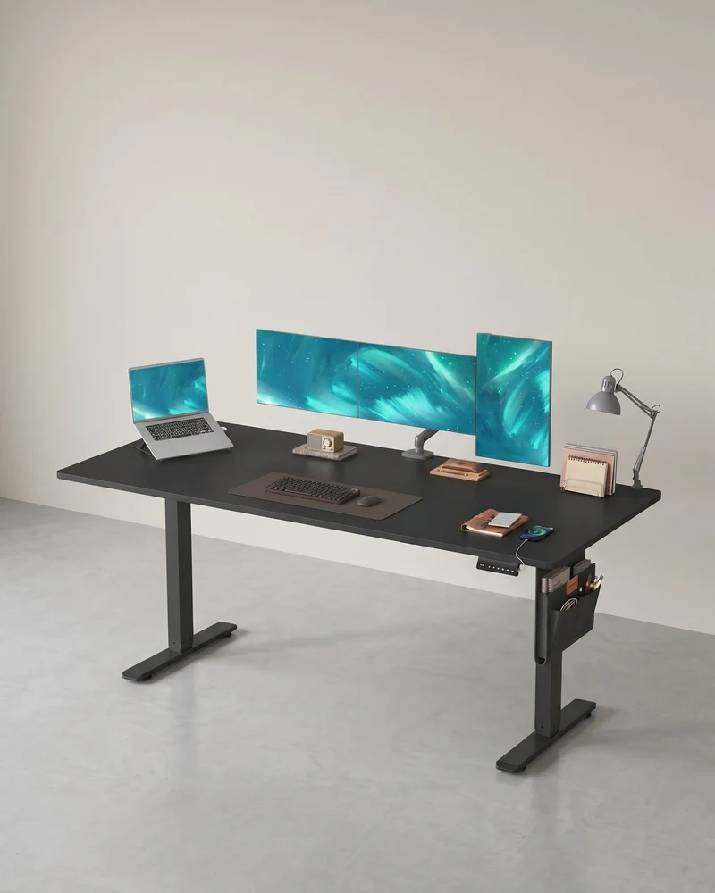 Elektrisch höhenverstellbarer Schreibtisch – 4 Speicherplätze – USB-C-Schnellladefunktion – 120 bis 180 x 80 cm