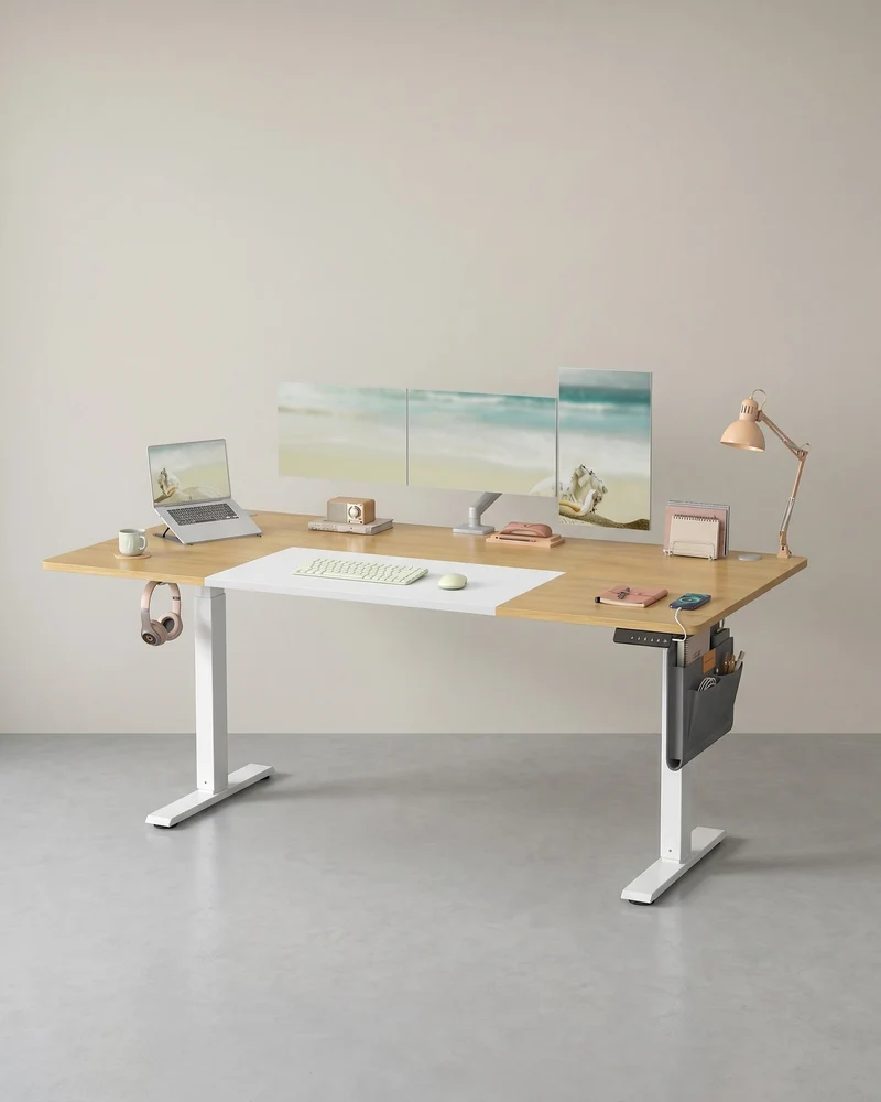 Elektrisch höhenverstellbarer Schreibtisch – 4 Speicherplätze – USB-C-Schnellladefunktion – 120 bis 180 x 80 cm