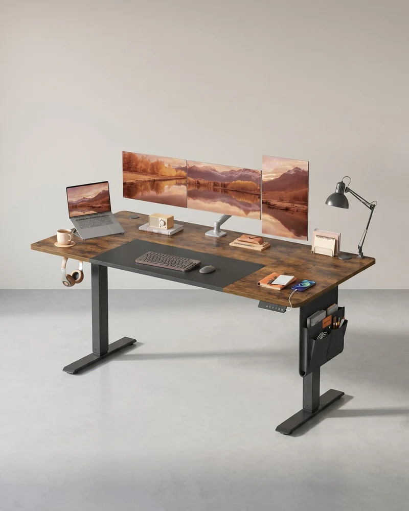 Elektrisch höhenverstellbarer Schreibtisch – 4 Speicherplätze – USB-C-Schnellladefunktion – 120 bis 180 x 80 cm