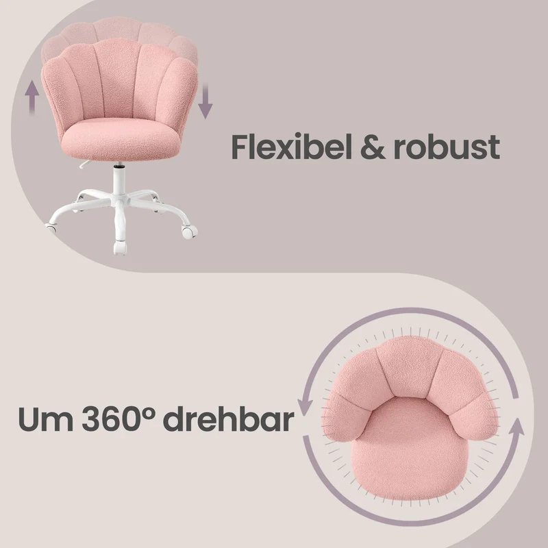 Drehbarer Schminkstuhl - Höhenverstellbar Mit Gepolsterter Rückenlehne - Für Schlafzimmer