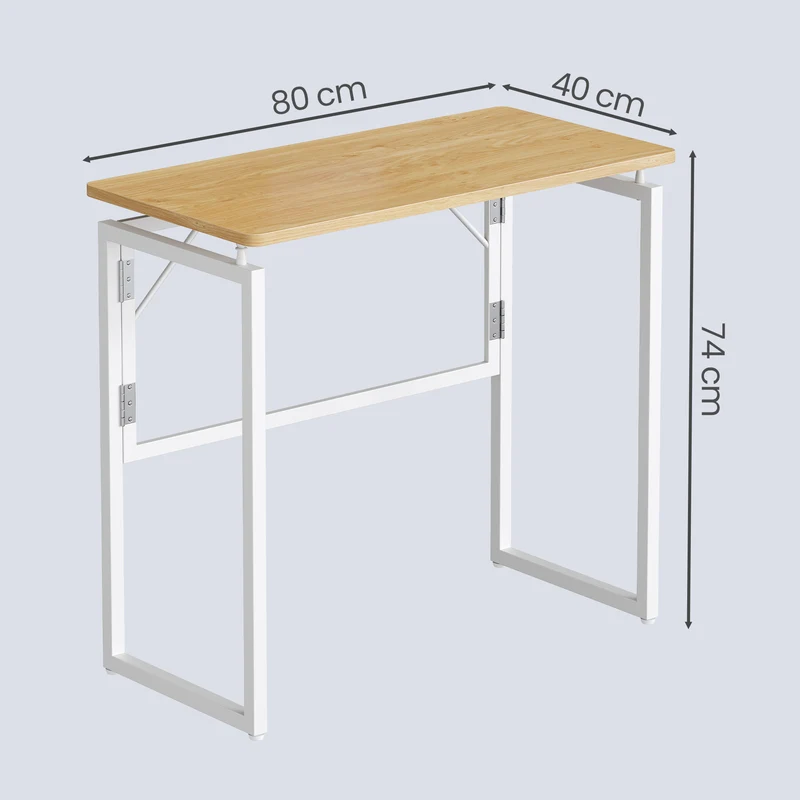Klappbarer Schreibtisch 80 cm - Computertisch Mit Abgerundeten Ecken - Für Homeoffice