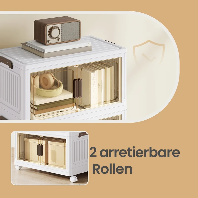 Rollwagen Mit 4 Ebenen - Stapelbare Boxen Mit Deckel - 220 L Stauraum