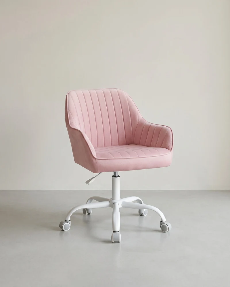 Chefsessel – Drehstuhl – Samtbezug – Höhenverstellbar – Fürs Homeoffice – Gesamtmaße 64 x 62 x (80–90) cm – Sitzhöhe 45–55 cm – Maximale Belastung 120 kg