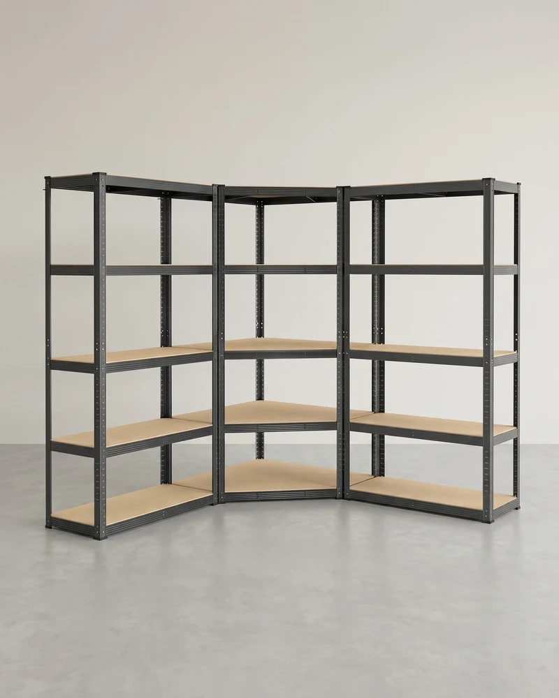 Eckregal mit hoher Tragkraft – Modulares Regalsystem – Verstellbare Regalböden – Für Garage, Keller und Lagerraum