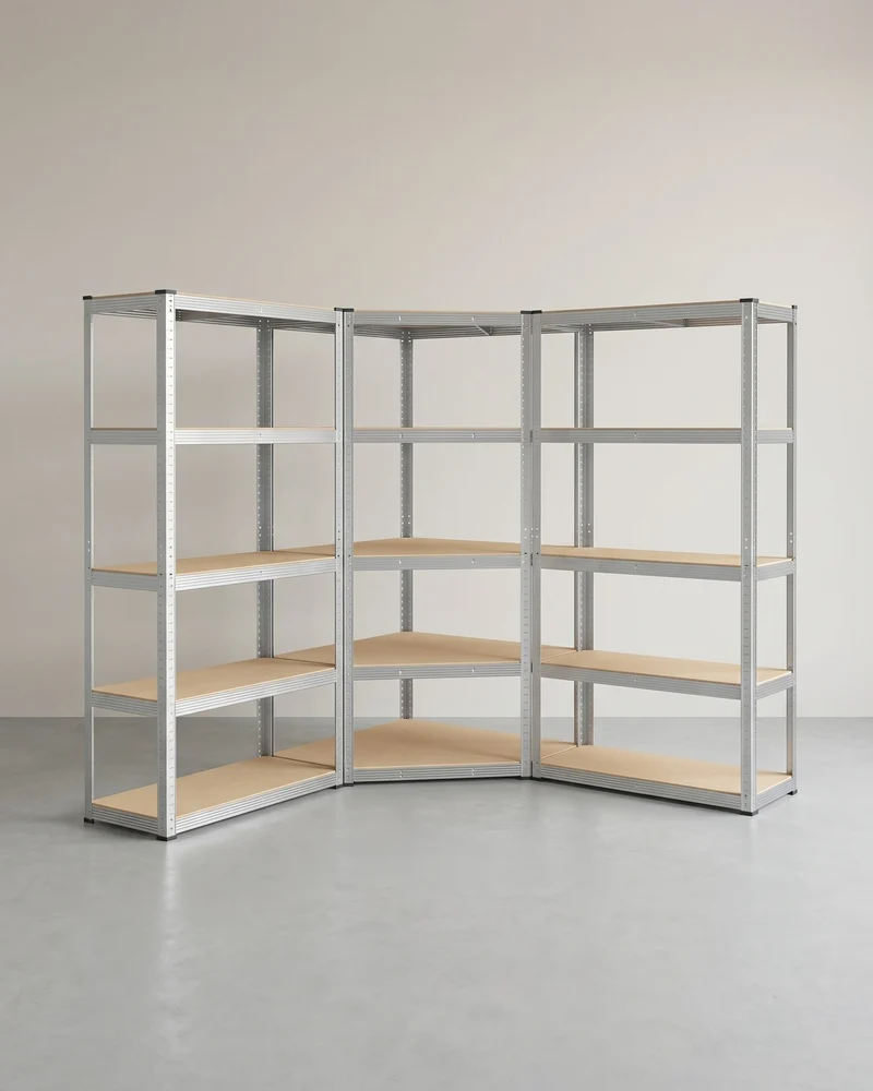 Eckregal mit hoher Tragkraft – Modulares Regalsystem – Verstellbare Regalböden – Für Garage, Keller und Lagerraum