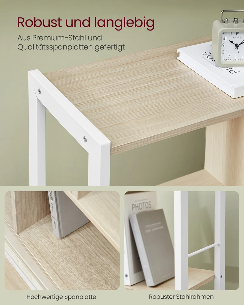Bücherregal – Industriestil – Modernes Design – 4 Regalböden und Schrank mit Türen – 154,5 cm hoch