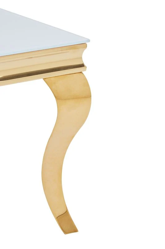 Couchtisch + Gold Gestell + Glasplatte Schwarz oder Weiß 115x65x45,5cm