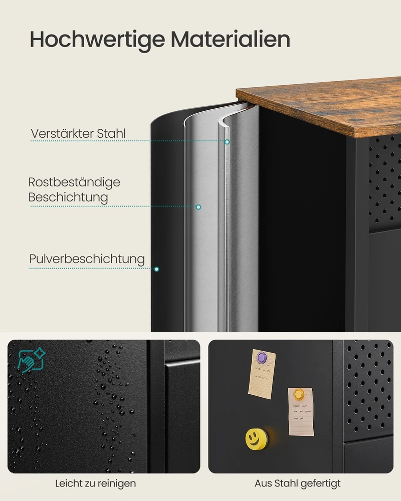 Metallschrank – 4 Türen – Verstellbarer Einlegeboden – Stahlrahmen – 141 cm breit