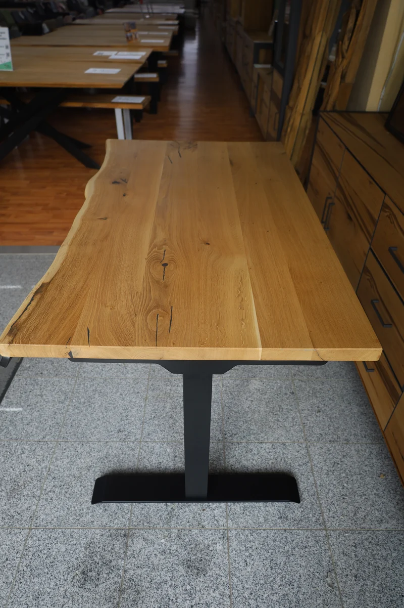 Schreibtisch Tisch+elektrisch höhenverstellbar+Baumkante +Vollmassivholz