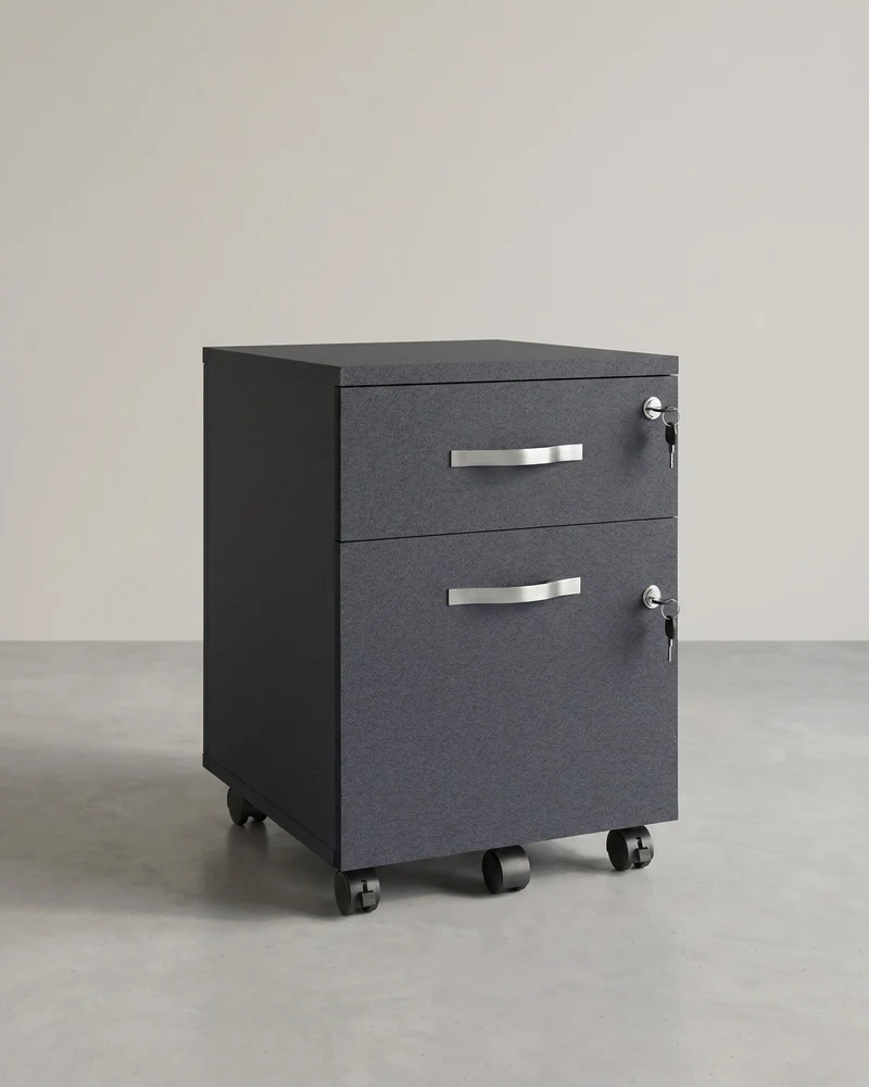 Schubladenelement mit Schloss – Aktenschrank mit 2 Schubladen und verstellbaren Stangen