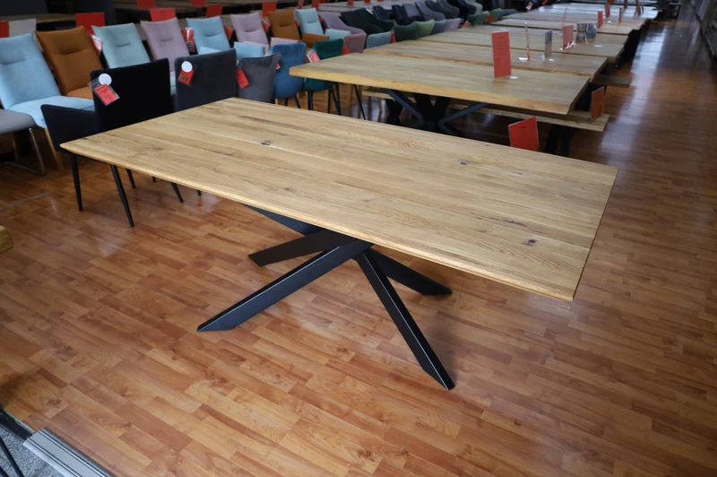 Esstisch Tisch + Massivholz Eiche + Stern Gestell 240x100cm