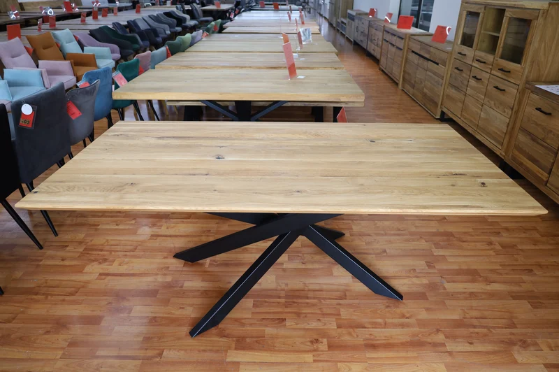 Esstisch Tisch + Massivholz Eiche + Stern Gestell 220x100cm