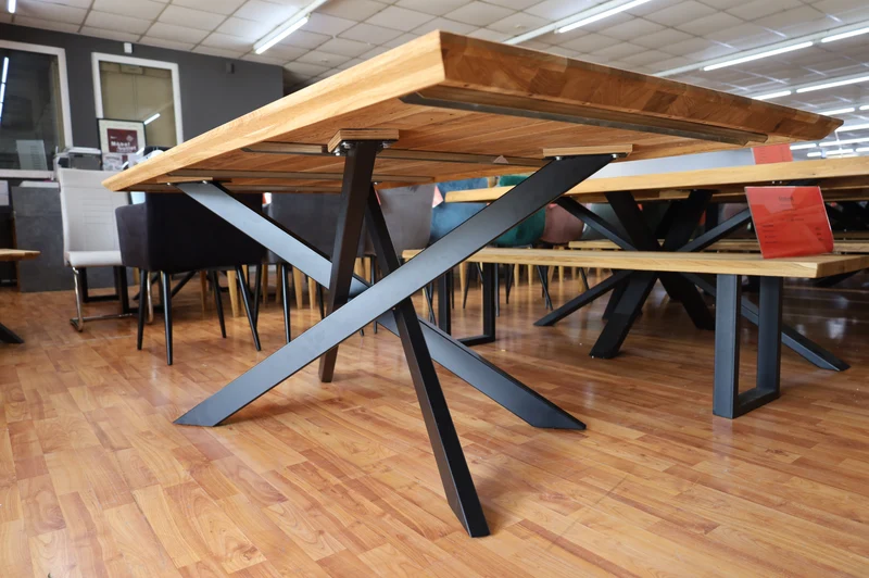 Esstisch Tisch + Massivholz Eiche + Stern Gestell 220x100cm