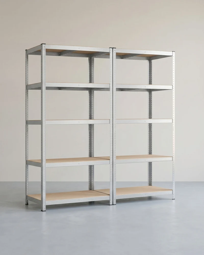 Lagerregal / Schwerlastregal – verstellbare Böden – bis 120 kg pro Boden – Stahlrahmen für Küche, Garage & Abstellraum