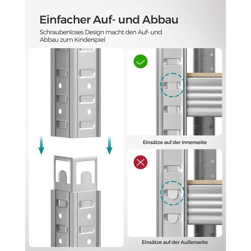Lagerregal / Schwerlastregal – verstellbare Böden – bis 120 kg pro Boden – Stahlrahmen für Küche, Garage & Abstellraum