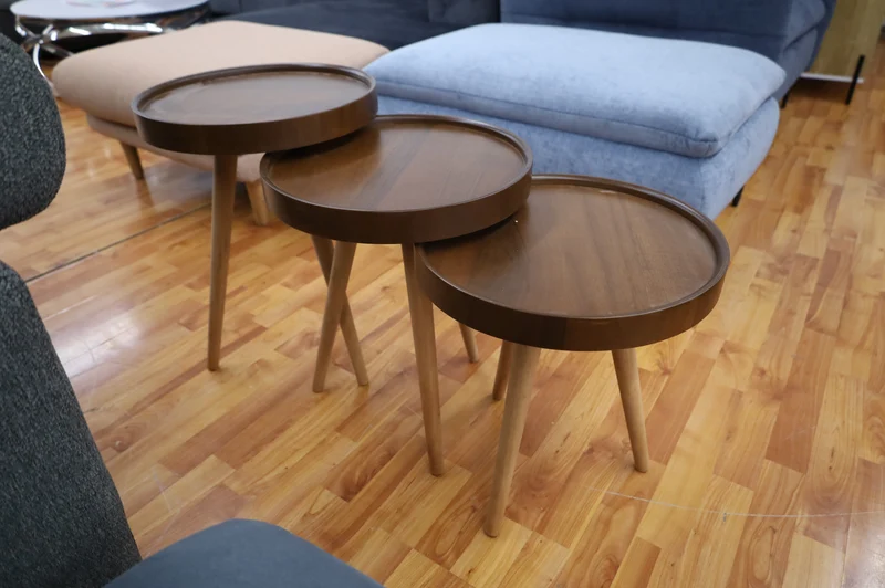 Beistelltisch Couchtisch Tisch + 3er Set + Gestell Massivholz