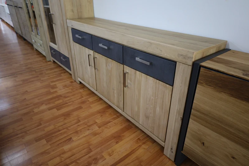 Sideboard Kommode Vitrine + Front Massivholz + Schublade