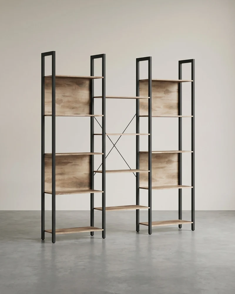 Industrielles Bücherregal - Leiterregal - 14 Regalböden - Stabiler Metallrahmen