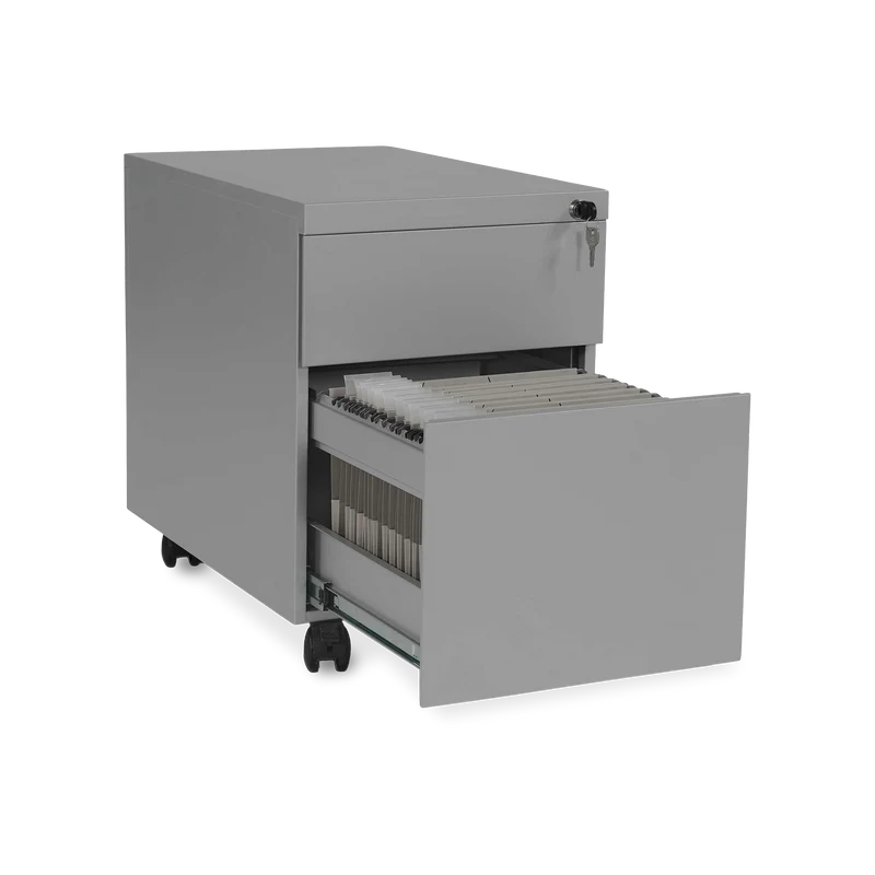 Design-Rollcontainer aus Stahl mit Schubladen – Weißaluminium