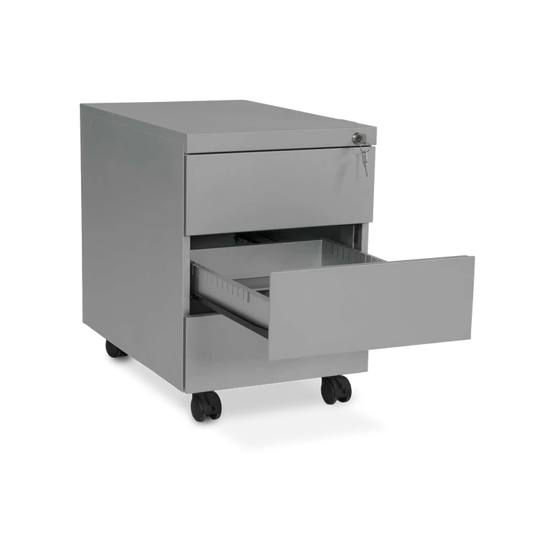 Design-Rollcontainer aus Stahl mit Schubladen – Weißaluminium