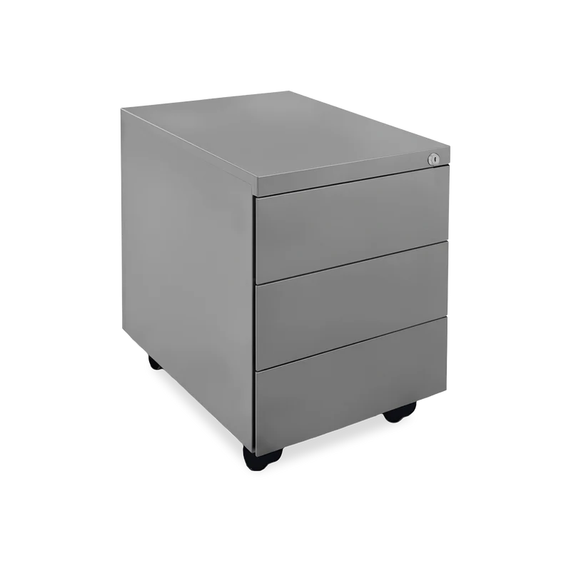 Design-Rollcontainer aus Stahl mit Schubladen – Weißaluminium