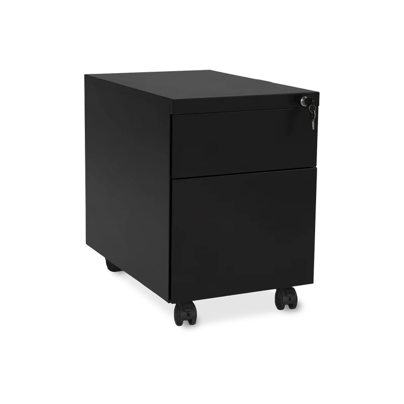 Design-Rollcontainer aus Stahl mit Schubladen – Tiefschwarz
