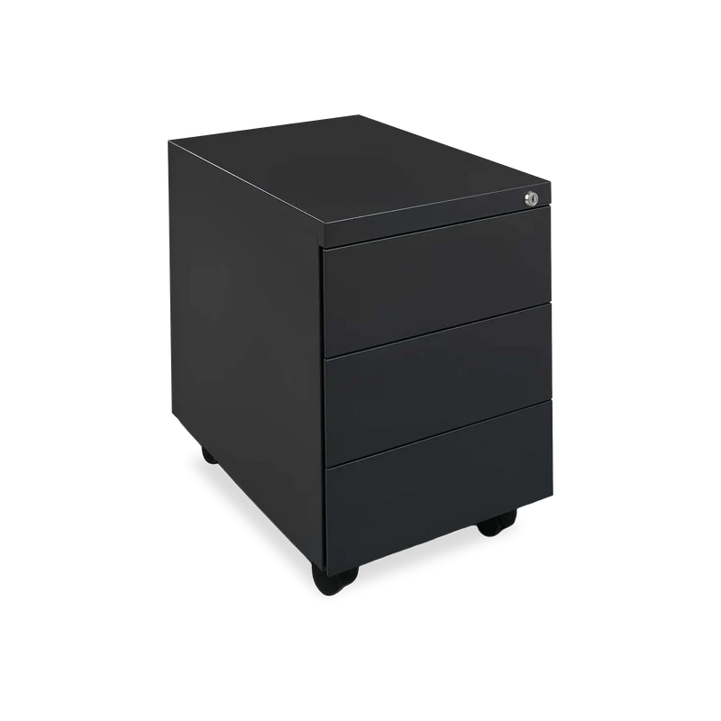 Design-Rollcontainer aus Stahl mit Schubladen – Tiefschwarz