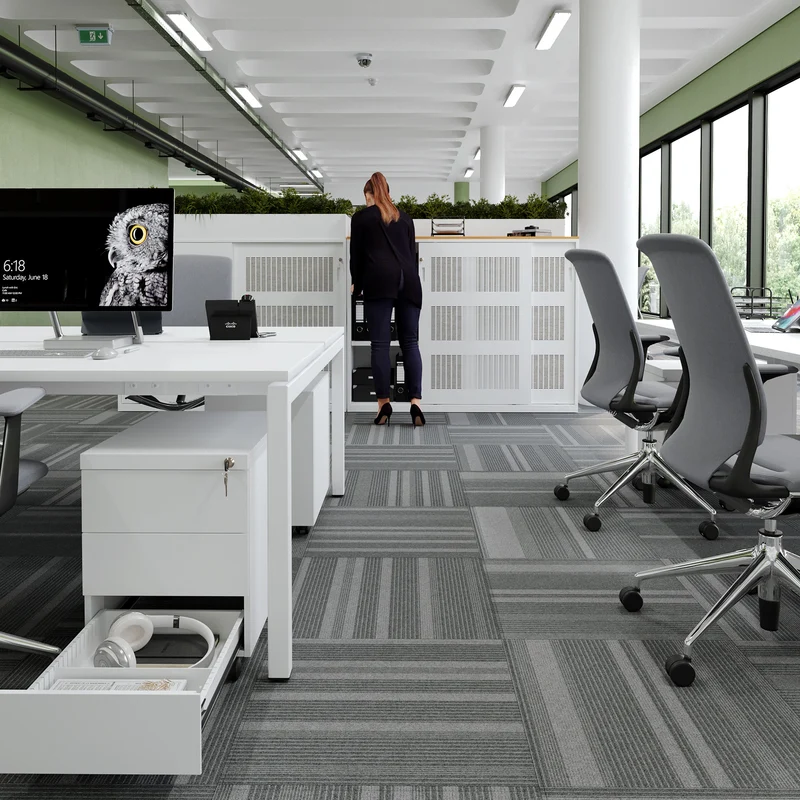 Design-Rollcontainer aus Stahl mit Schubladen – Lichtgrau