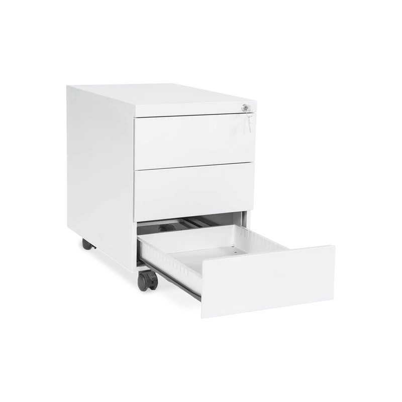 Design-Rollcontainer aus Stahl mit Schubladen – Signalweiß