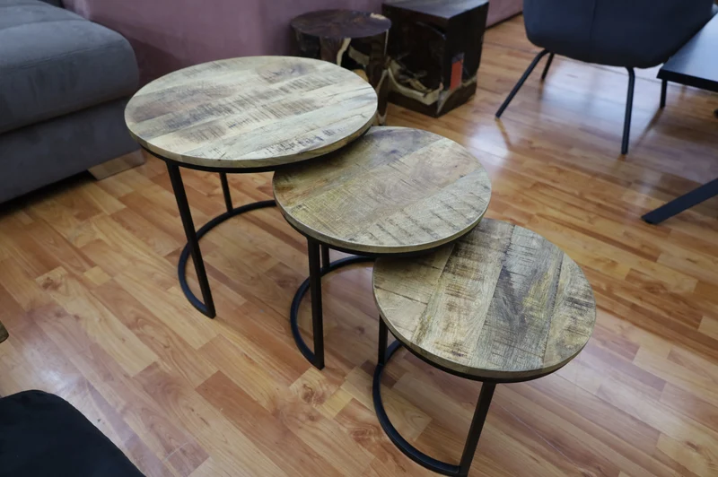 Beistelltisch Tisch + Massivholz + 3er Set + Neu auf Lager