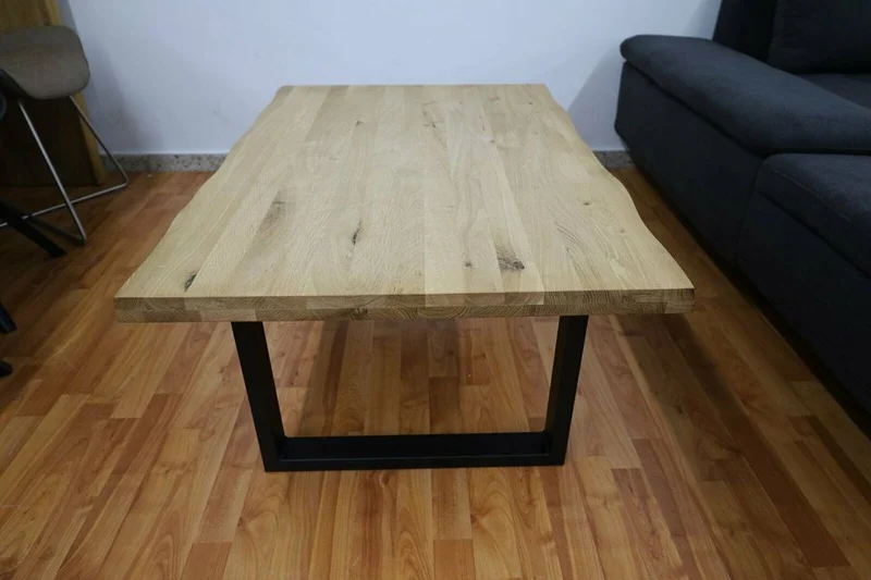 Couchtisch Wildeiche +Metall Gestell +Baumkante
