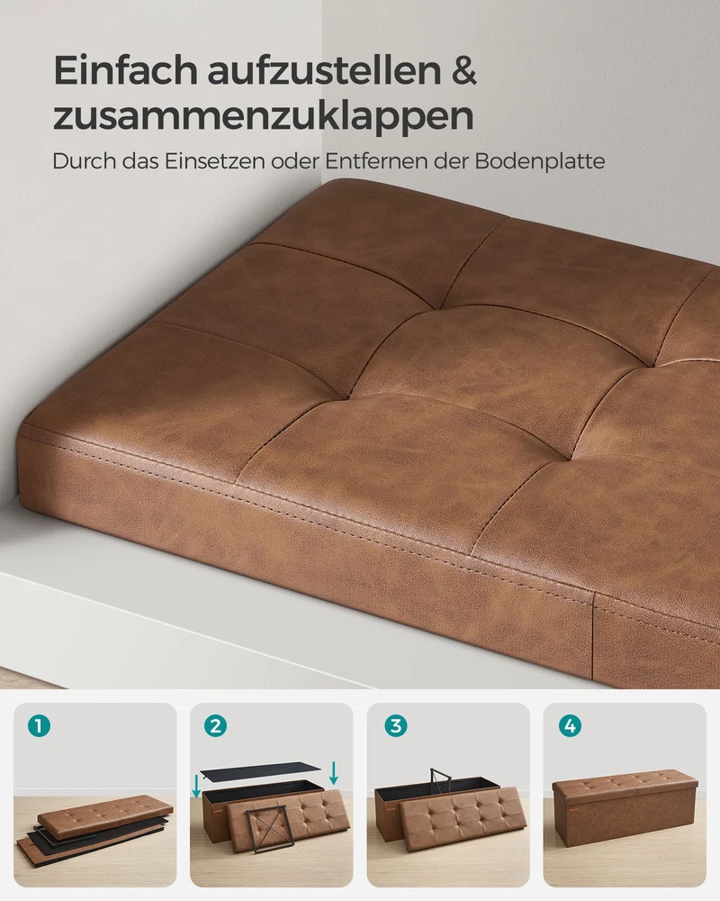 Klappbare Aufbewahrungsbank 131 Liter - Hocker - Kunstleder