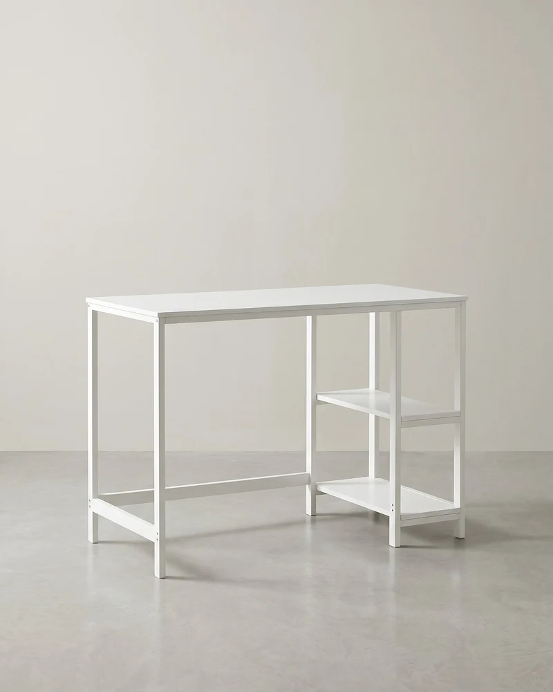 Industrieller Schreibtisch 120 cm breit - Mit beweglichen Regalen