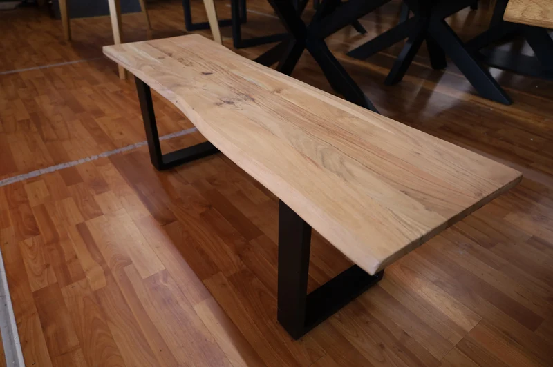 Bank Bänke Stuhl + Massivholz Akazie + Baumkante + Neu auf Lager