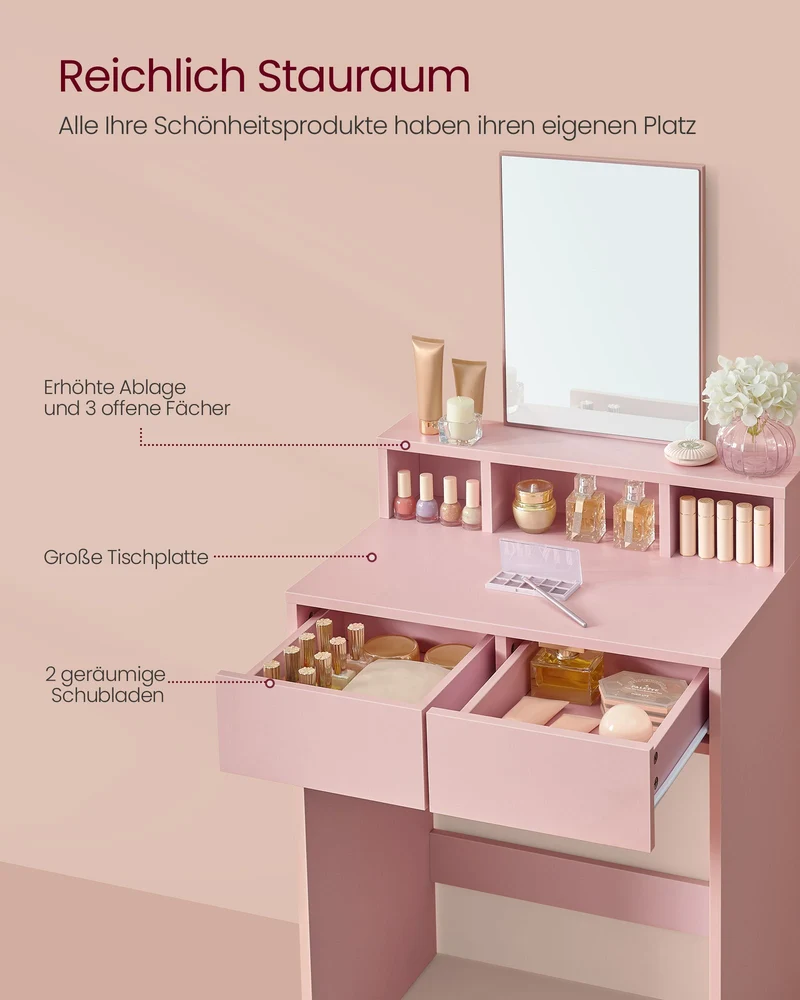 Moderner Schminktisch mit Spiegel – Kompakt und stilvoll