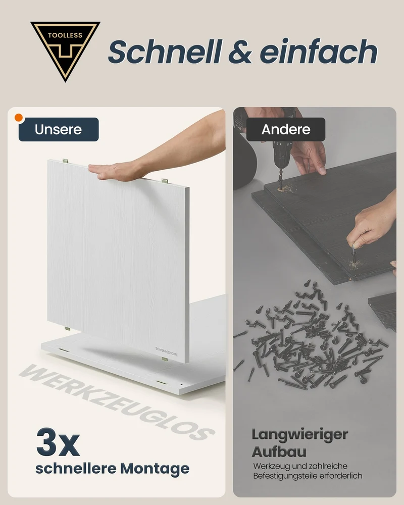 Schminktisch mit 6 Schubladen - Verstellbarer Schrank - L-Form