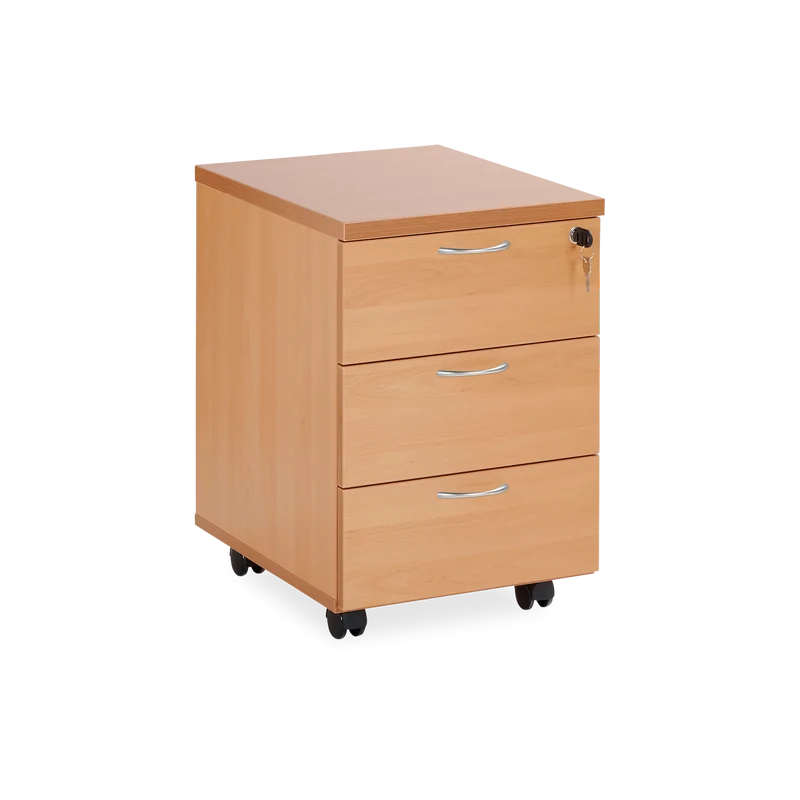 Rollcontainer aus Holz mit Schubladen