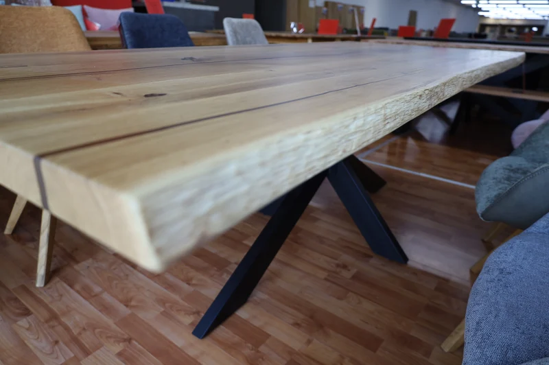 Esstisch Tisch +Massivholz Eiche VOLL 4cm +Baumkante +Epoxidharz