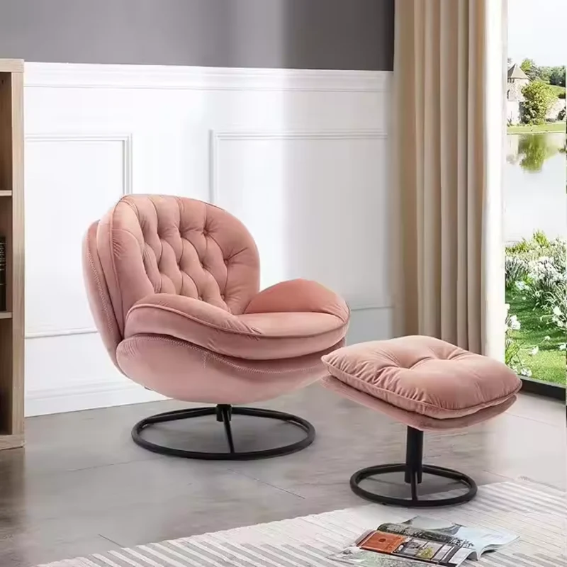 Drehbarer Akzentstuhl aus Samt mit Ottoman-Set™ | Luxuriöser Drehstuhl zum Entspannen