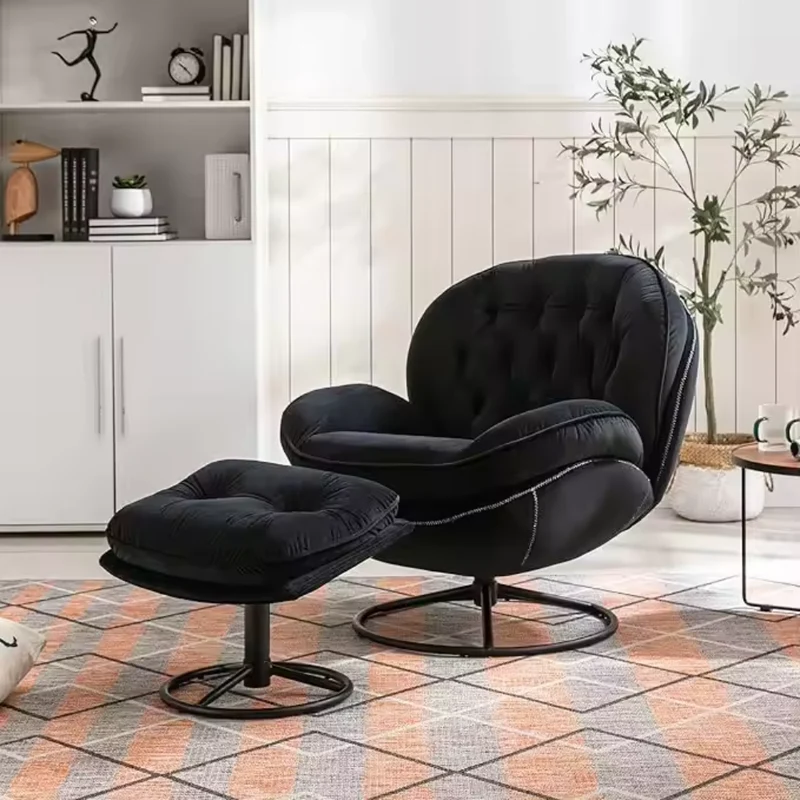 Drehbarer Akzentstuhl aus Samt mit Ottoman-Set™ | Luxuriöser Drehstuhl zum Entspannen
