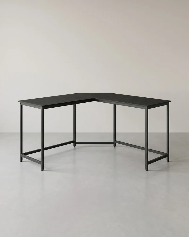 L-förmiger Schreibtisch – Eckschreibtisch mit Kabeldurchführung – Schwarz – 149 x 149 cm – Geräumig und platzsparend – Bis zu 50 kg belastbar