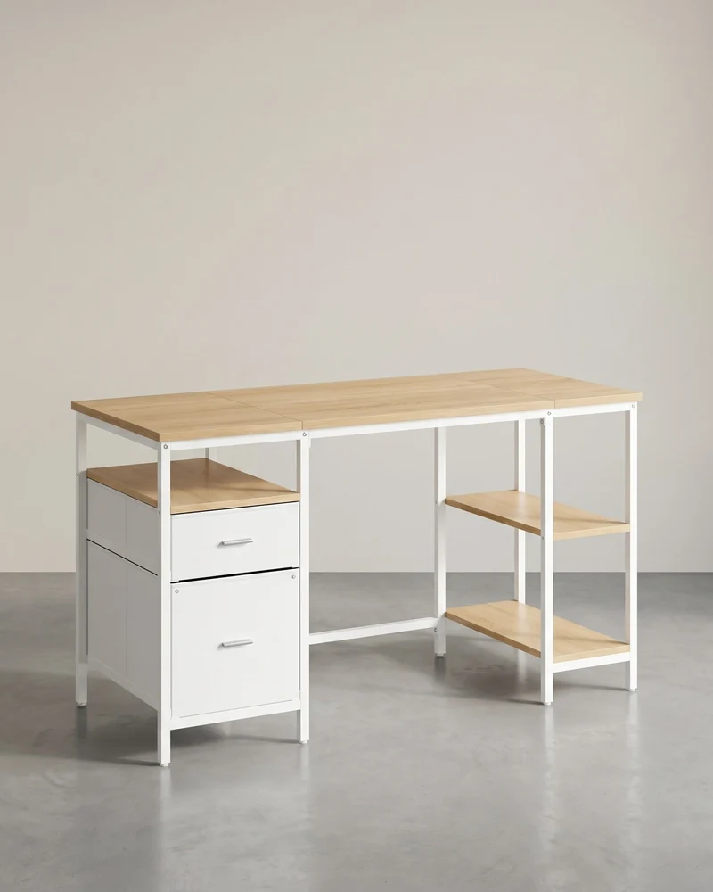 Vintage Schreibtisch 140 oder 160 cm – Industriedesign mit Schubladen und Ablageflächen – Bis 50 kg belastbar