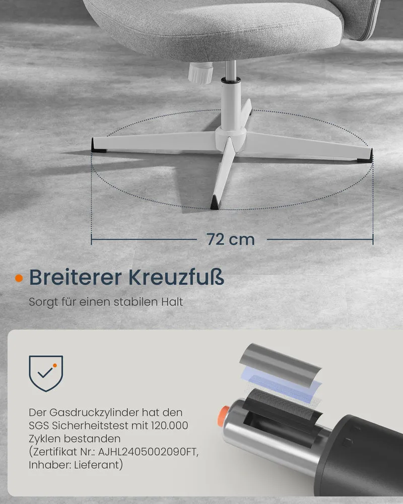 Moderner Drehstuhl – Bürostuhl mit Wippfunktion – Sitzhöhenverstellung – Polsterung in Leinenoptik – Mit oder ohne Rollen