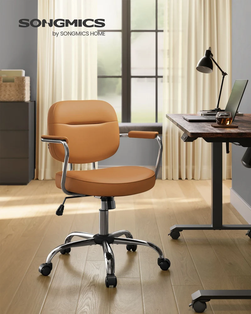 Bürostuhl Kunstleder – Ergonomisch, drehbar und höhenverstellbar – Mit Wippfunktion und breiten Armlehnen
