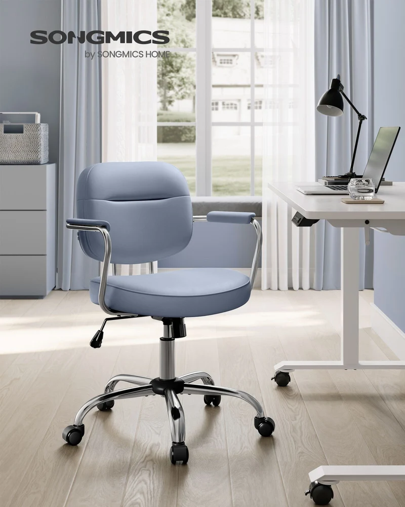 Bürostuhl Kunstleder – Ergonomisch, drehbar und höhenverstellbar – Mit Wippfunktion und breiten Armlehnen