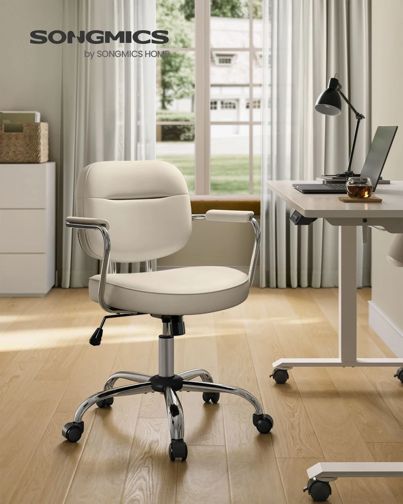 Bürostuhl Kunstleder – Ergonomisch, drehbar und höhenverstellbar – Mit Wippfunktion und breiten Armlehnen