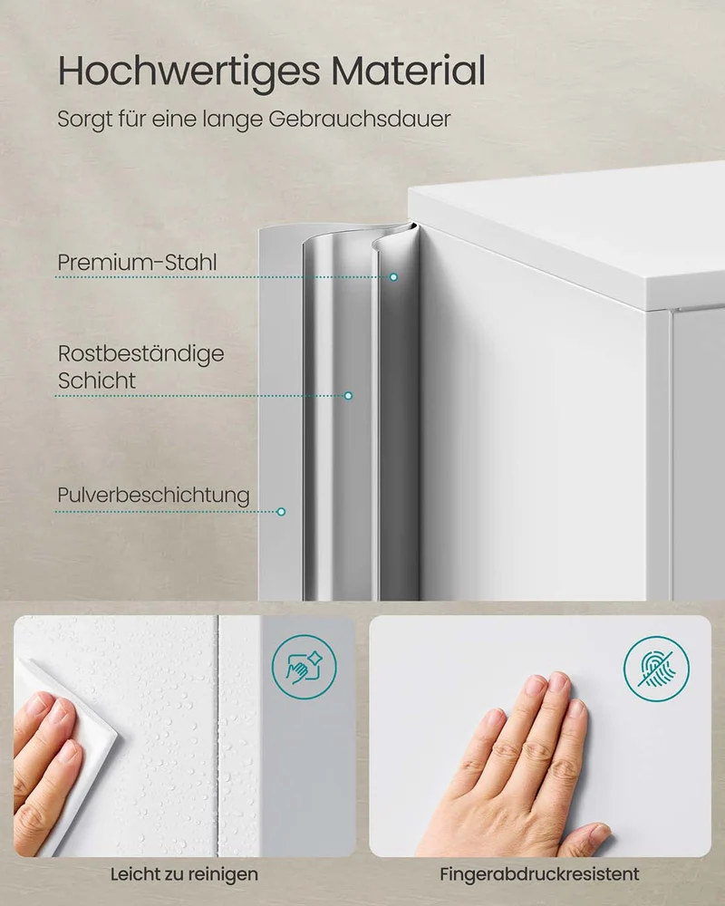 Aktenschrank aus Metall – 180 cm hoch – 5 Ebenen mit Türen – verstellbare Böden & Schloss – Tragkraft bis 125 kg
