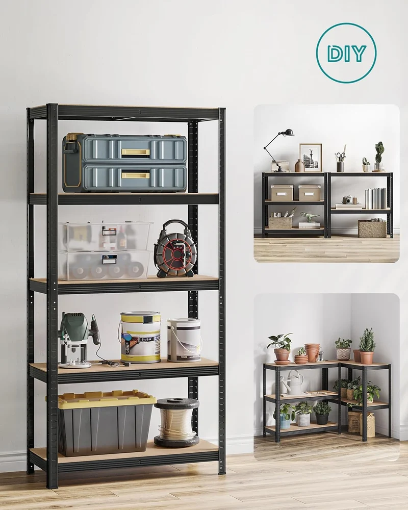 2er Set Lagerregale aus Stahl – 5 Etagen – 180 cm hoch – 875 kg Tragkraft pro Regal – teilbar & höhenverstellbar – Steckregal