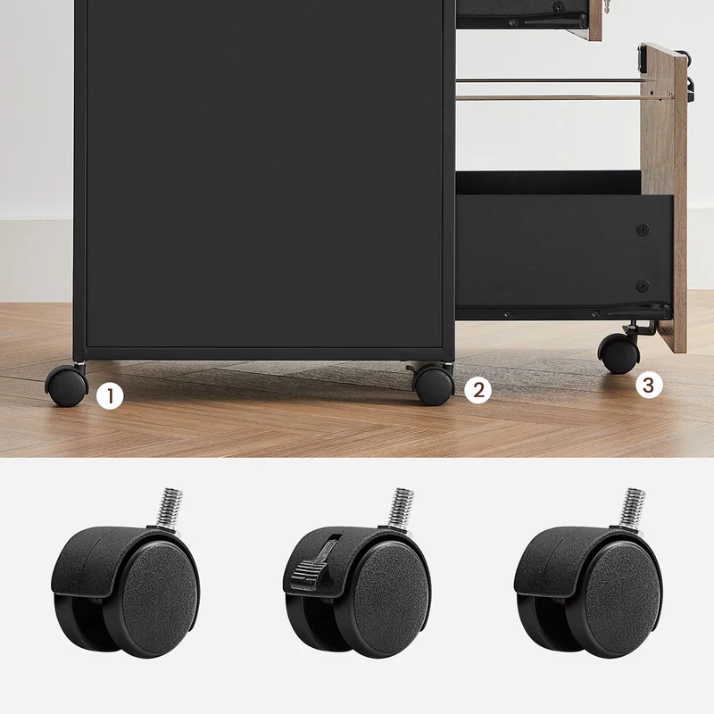 Rollcontainer mit Schubladen – Industriedesign – Hängeregistraturauszug – 69 cm hoch – auf Rollen – bis 60 kg belastbar