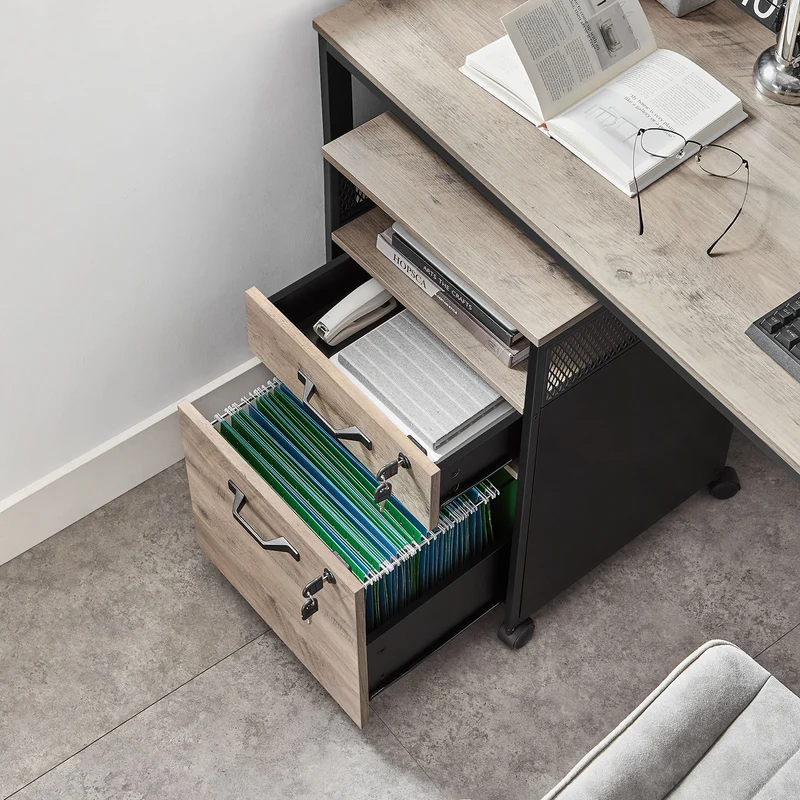 Rollcontainer mit Schubladen – Industriedesign – Hängeregistraturauszug – 69 cm hoch – auf Rollen – bis 60 kg belastbar